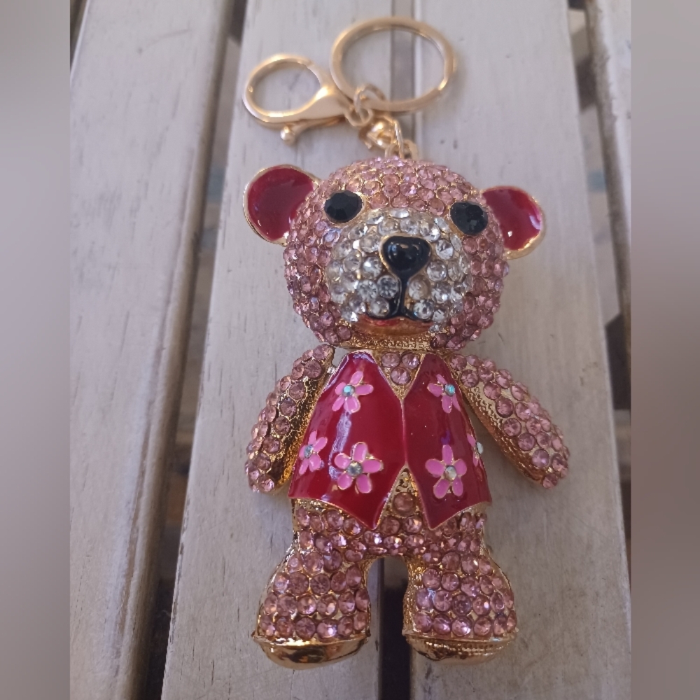 Rhinestone bling ARTICUALTED BEAR BAG CHARM - Picture 2 of 2